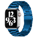 Per Apple Watch Serie 8 e 7 41 mm / SE 2 e 6 e SE e 5 e 4 40 mm / 3 e 2 e 1 38 mm con fibbia pieghevole e cinturino in acciaio inossidabile con 3 perline