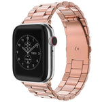 Per Apple Watch Serie 8 e 7 41 mm / SE 2 e 6 e SE e 5 e 4 40 mm / 3 e 2 e 1 38 mm con fibbia pieghevole e cinturino in acciaio inossidabile con 3 perline