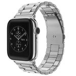 Per Apple Watch Serie 8 e 7 41 mm / SE 2 e 6 e SE e 5 e 4 40 mm / 3 e 2 e 1 38 mm con fibbia pieghevole e cinturino in acciaio inossidabile con 3 perline