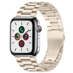 Per Apple Watch Serie 8 e 7 41 mm / SE 2 e 6 e SE e 5 e 4 40 mm / 3 e 2 e 1 38 mm con fibbia pieghevole e cinturino in acciaio inossidabile con 3 perline