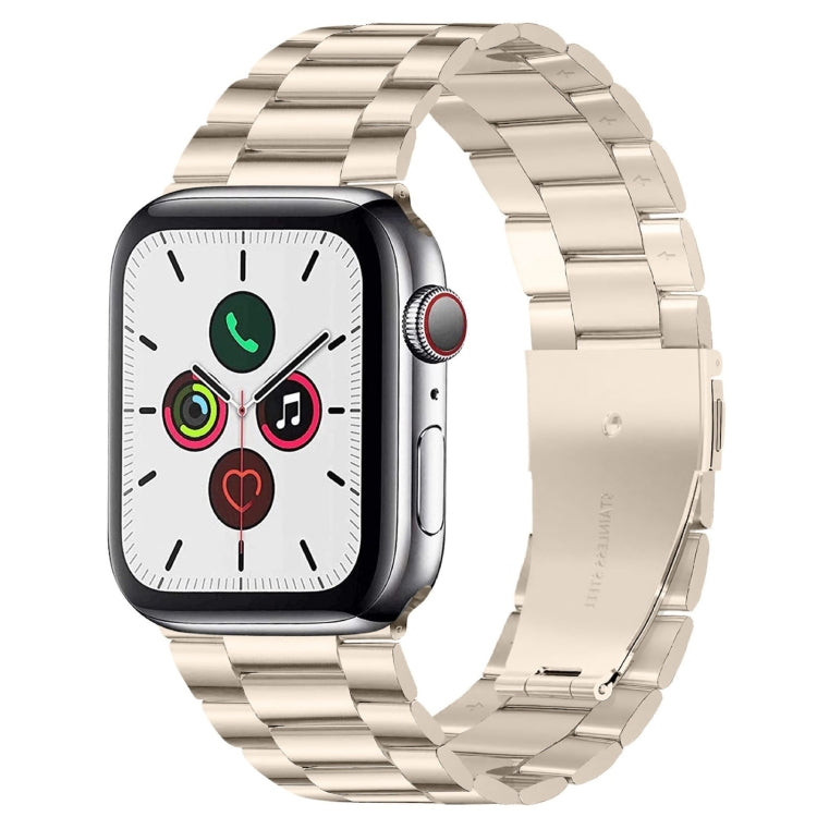 Per Apple Watch Serie 8 e 7 41 mm / SE 2 e 6 e SE e 5 e 4 40 mm / 3 e 2 e 1 38 mm con fibbia pieghevole e cinturino in acciaio inossidabile con 3 perline