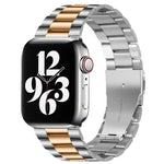 Per Apple Watch Serie 8 e 7 41 mm / SE 2 e 6 e SE e 5 e 4 40 mm / 3 e 2 e 1 38 mm con fibbia pieghevole e cinturino in acciaio inossidabile con 3 perline