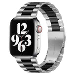 Per Apple Watch Serie 8 e 7 41 mm / SE 2 e 6 e SE e 5 e 4 40 mm / 3 e 2 e 1 38 mm con fibbia pieghevole e cinturino in acciaio inossidabile con 3 perline