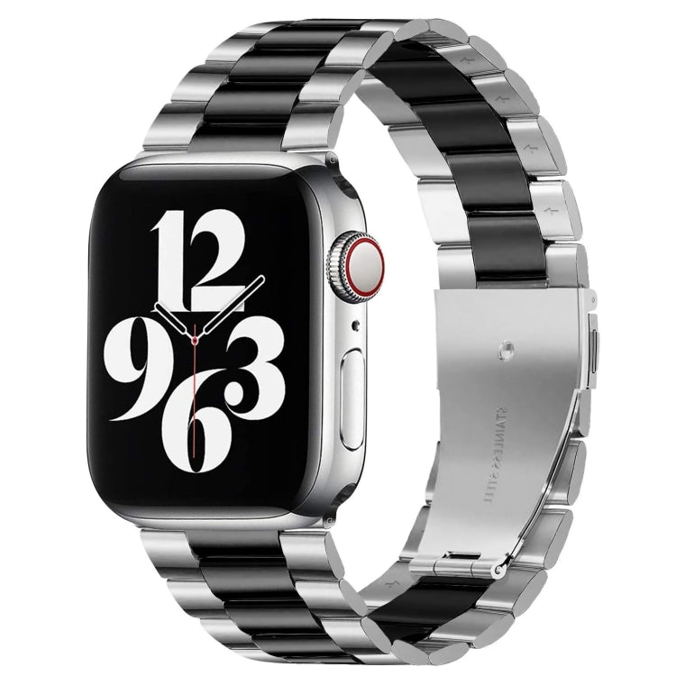 Per Apple Watch Serie 8 e 7 41 mm / SE 2 e 6 e SE e 5 e 4 40 mm / 3 e 2 e 1 38 mm con fibbia pieghevole e cinturino in acciaio inossidabile con 3 perline
