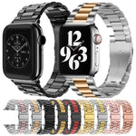 Per Apple Watch Serie 8 e 7 41 mm / SE 2 e 6 e SE e 5 e 4 40 mm / 3 e 2 e 1 38 mm con fibbia pieghevole e cinturino in acciaio inossidabile con 3 perline