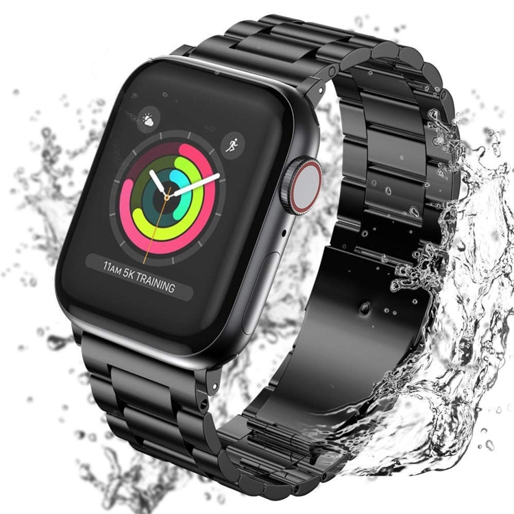 Per Apple Watch Serie 8 e 7 41 mm / SE 2 e 6 e SE e 5 e 4 40 mm / 3 e 2 e 1 38 mm con fibbia pieghevole e cinturino in acciaio inossidabile con 3 perline
