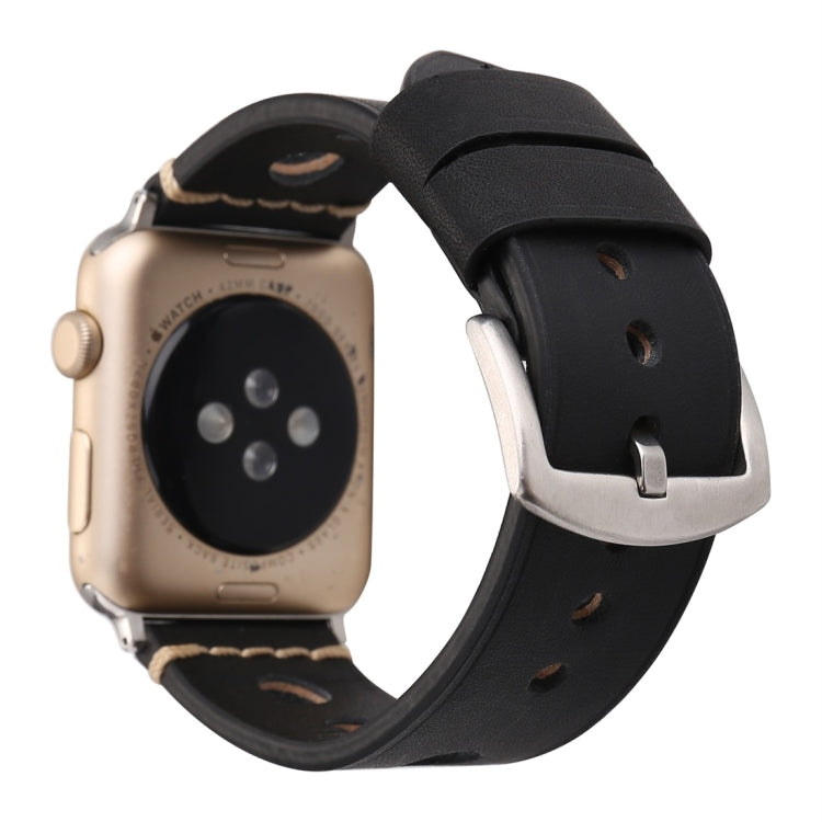 Per Apple Watch Series 8&7 41mm / SE 2&6&SE&5&4 40mm / 3&2&1 38mm Cinturino per orologio in vera pelle con foro retrò, For 38mm