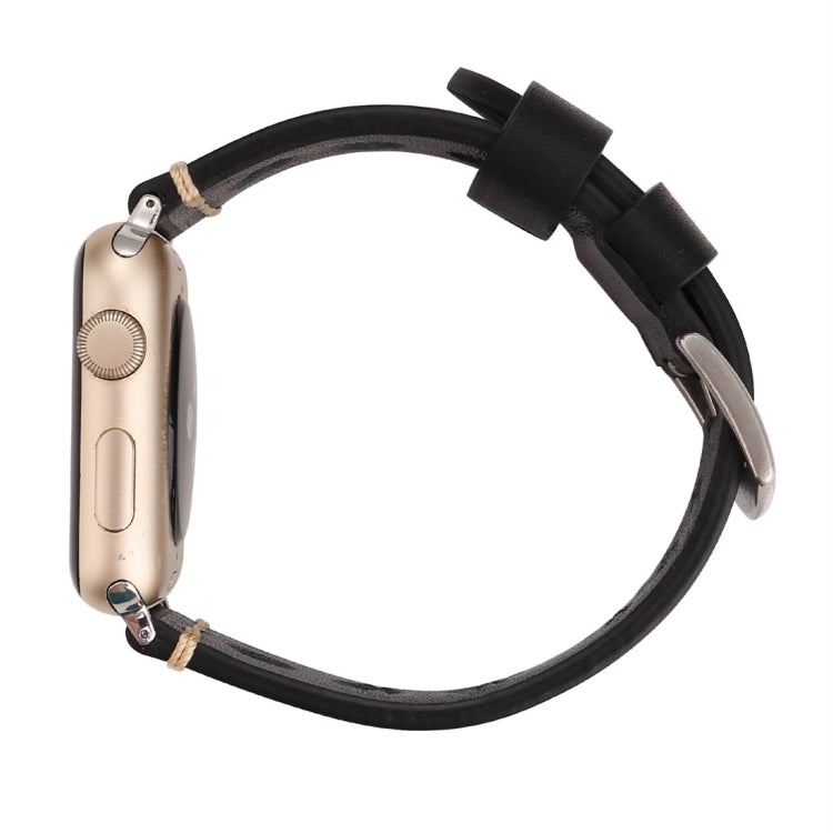 Per Apple Watch Series 8&7 41mm / SE 2&6&SE&5&4 40mm / 3&2&1 38mm Cinturino per orologio in vera pelle con foro retrò, For 38mm