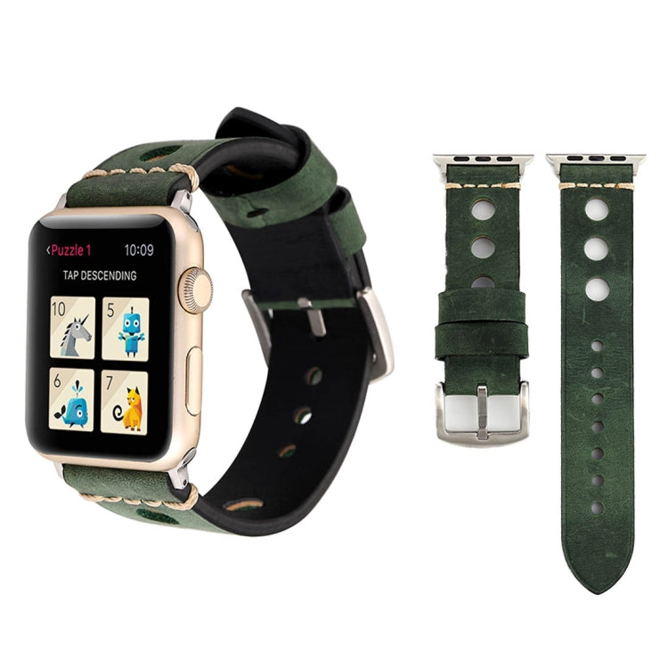 Per Apple Watch Series 8&7 41mm / SE 2&6&SE&5&4 40mm / 3&2&1 38mm Cinturino per orologio in vera pelle con foro retrò, For 38mm