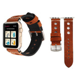 Per Apple Watch Series 8&7 41mm / SE 2&6&SE&5&4 40mm / 3&2&1 38mm Cinturino per orologio in vera pelle con foro retrò, For 38mm