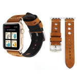 Per Apple Watch Series 8&7 41mm / SE 2&6&SE&5&4 40mm / 3&2&1 38mm Cinturino per orologio in vera pelle con foro retrò, For 38mm