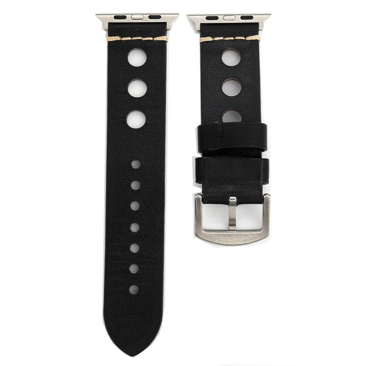 Per Apple Watch Serie 7 45mm / 6 e SE e 5 e 4 44mm / 42mm 3 e 2 e 1 cinturino per orologio in vera pelle con foro retrò, For 42mm