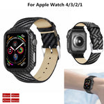 Cinturino in vera pelle e fibra di carbonio + telaio per Apple Watch Series 4 40mm, Apple Watch Series 4 40mm
