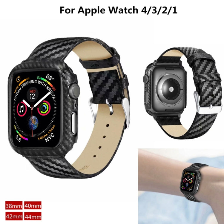 Cinturino in vera pelle e fibra di carbonio + telaio per Apple Watch Series 4 40mm, Apple Watch Series 4 40mm
