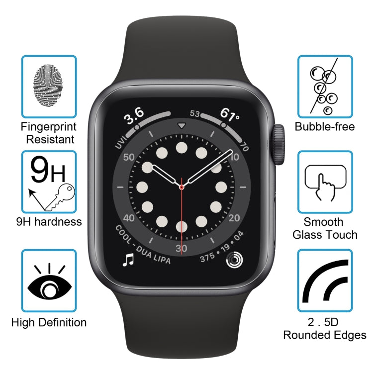 Pellicola in vetro temperato 9H 2.5D per Apple Watch serie 5/4 44mm, For Apple Watch Series 6 / 5 / 4 / Watch SE 44mm