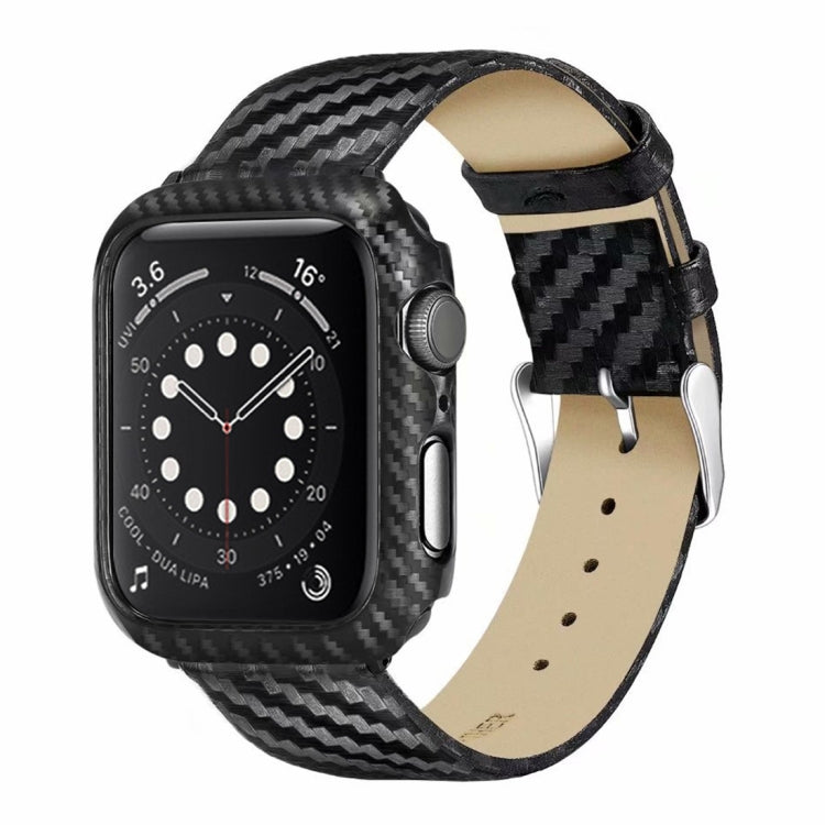 Cinturino in vera pelle in fibra di carbonio + telaio per Apple Watch serie 3, 2 e 1 38 mm, Apple Watch Series 3 & 2 & 1 38mm
