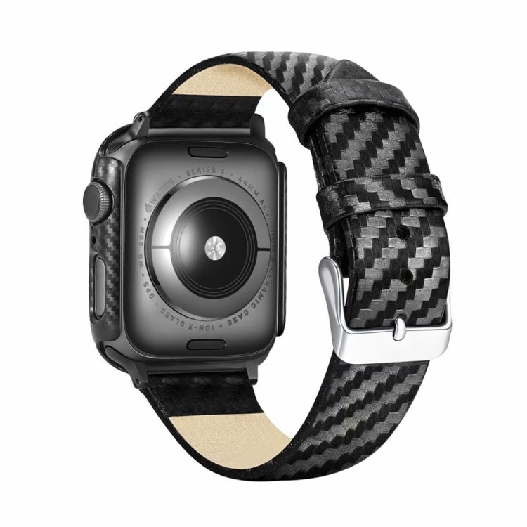 Cinturino in vera pelle in fibra di carbonio + telaio per Apple Watch serie 3, 2 e 1 38 mm, Apple Watch Series 3 & 2 & 1 38mm