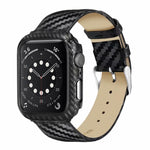 Cinturino in vera pelle in fibra di carbonio + telaio per Apple Watch serie 3, 2 e 1 42 mm, Apple Watch Series 3 & 2 & 1 42mm