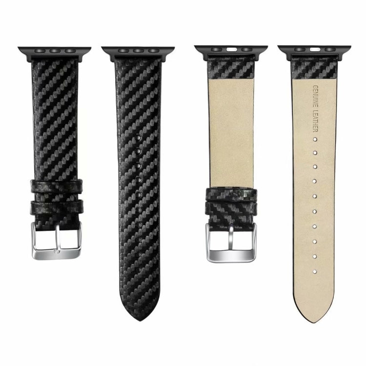 Cinturino in vera pelle in fibra di carbonio + telaio per Apple Watch serie 3, 2 e 1 42 mm, Apple Watch Series 3 & 2 & 1 42mm