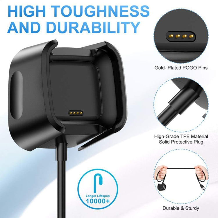 Per supporto base base di ricarica per caricabatterie Fitbit Versa 2 con cavo di ricarica da 1 m
