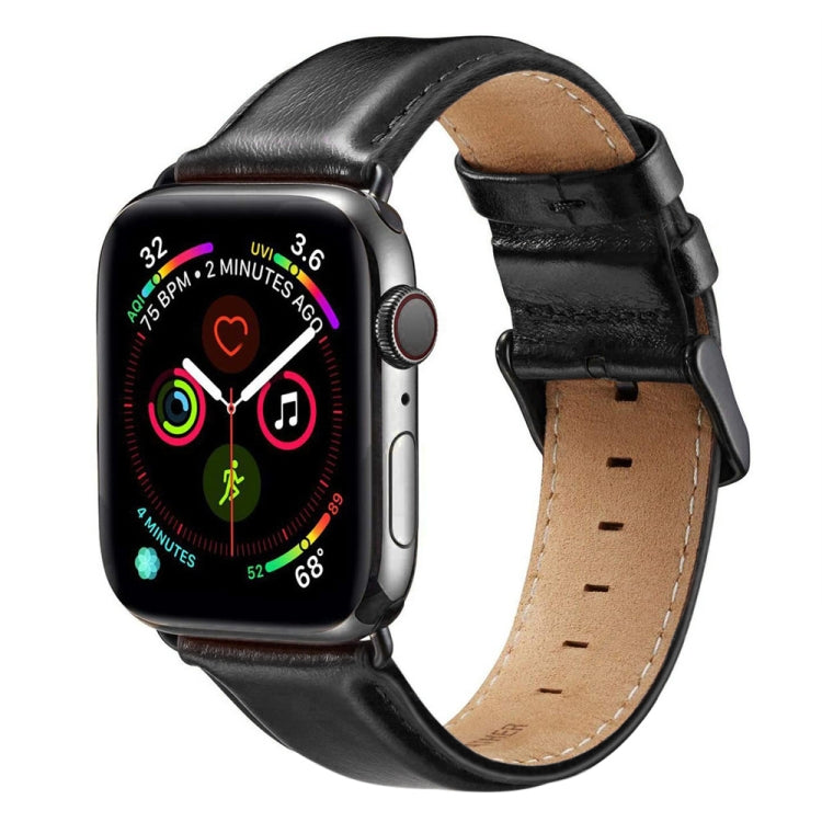 Cinturino in pelle con fibbia nera per Apple Watch serie 8 e 7 41 mm / SE 2 e 6 e SE e 5 e 4 40 mm / 3 e 2 e 1 38 mm, For Apple Watch Series 8&7 41mm / SE 2&6&SE&5&4 40mm / 3&2&1 38mm