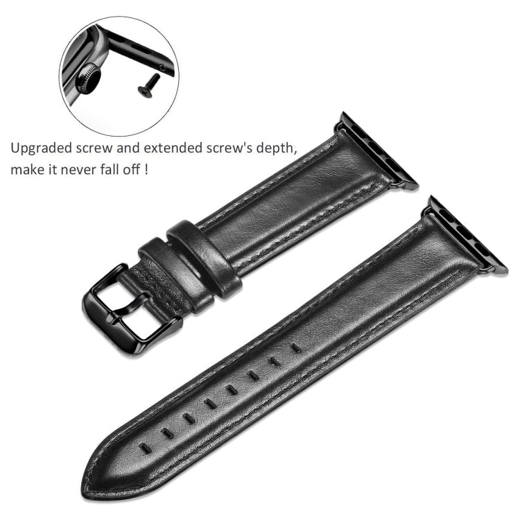 Cinturino in pelle con fibbia nera per Apple Watch serie 8 e 7 41 mm / SE 2 e 6 e SE e 5 e 4 40 mm / 3 e 2 e 1 38 mm, For Apple Watch Series 8&7 41mm / SE 2&6&SE&5&4 40mm / 3&2&1 38mm