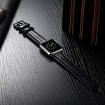 Cinturino in pelle con fibbia nera per Apple Watch serie 8 e 7 41 mm / SE 2 e 6 e SE e 5 e 4 40 mm / 3 e 2 e 1 38 mm, For Apple Watch Series 8&7 41mm / SE 2&6&SE&5&4 40mm / 3&2&1 38mm