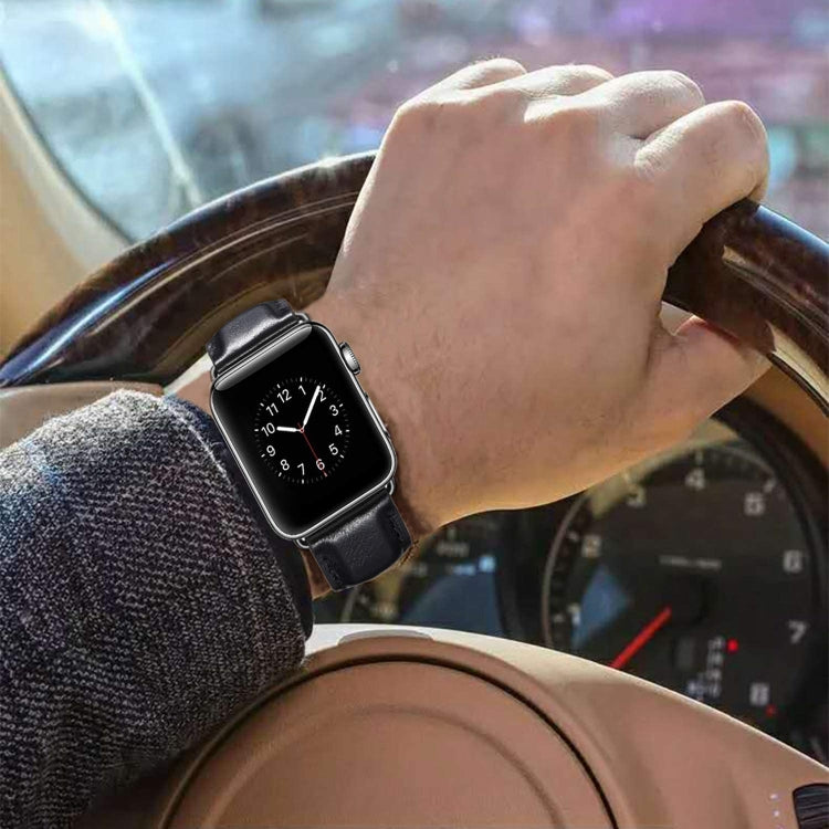 Cinturino in pelle con fibbia nera per Apple Watch serie 8 e 7 41 mm / SE 2 e 6 e SE e 5 e 4 40 mm / 3 e 2 e 1 38 mm, For Apple Watch Series 8&7 41mm / SE 2&6&SE&5&4 40mm / 3&2&1 38mm