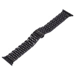 Cinturino per orologio da donna in acciaio inossidabile con fibbia a farfalla nascosta da 20 mm, 7 perline, per Apple Watch 38 mm (argento oro), 20mm Women