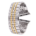 Cinturino per orologio in acciaio inossidabile con fibbia a farfalla nascosta 7 perline per Apple Watch 42mm (oro argento), 20mm Women