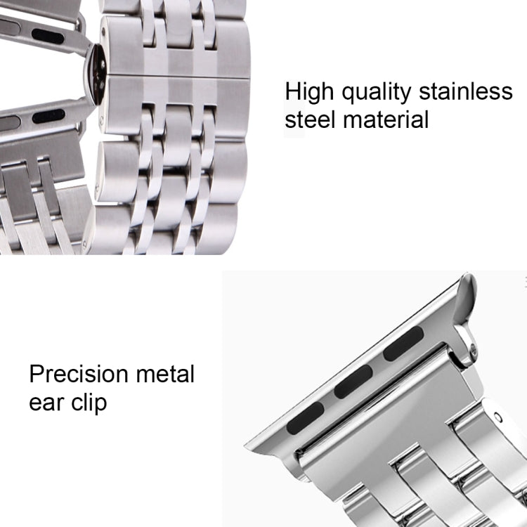 Cinturino per orologio in acciaio inossidabile con fibbia a farfalla nascosta 7 perline per Apple Watch 42mm (oro argento), 20mm Women