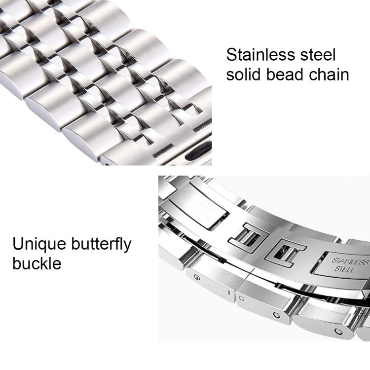 Cinturino per orologio in acciaio inossidabile con fibbia a farfalla nascosta 7 perline per Apple Watch 42mm (oro argento), 20mm Women