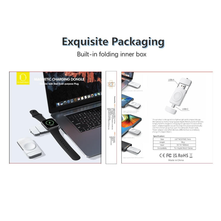 Caricabatterie rapido wireless magnetico USB / tipo C U8 per la serie Apple Watch, U8
