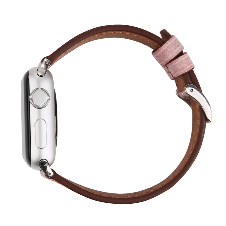 Per Apple Watch Series 8&7 41mm / SE 2&6&SE&5&4 40mm / 3&2&1 38mm Cinturino in vera pelle stile fresco, 38mm
