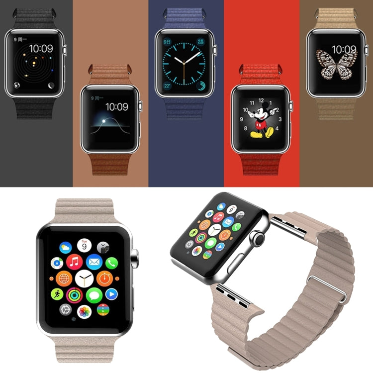 Per cinturino in pelle PU con chiusura magnetica ad anello da 38 mm per Apple Watch