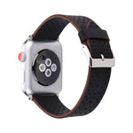 Per Apple Watch Serie 8 e 7 41 mm / SE 2 e 6 e SE e 5 e 4 40 mm / 3 e 2 e 1 38 mm Cinturino per orologio con motivo a fori in vera pelle semplice e alla moda, 38mm