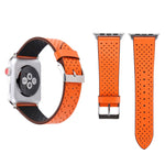 Per Apple Watch Serie 8 e 7 41 mm / SE 2 e 6 e SE e 5 e 4 40 mm / 3 e 2 e 1 38 mm Cinturino per orologio con motivo a fori in vera pelle semplice e alla moda, 38mm