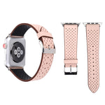 Per Apple Watch Serie 8 e 7 41 mm / SE 2 e 6 e SE e 5 e 4 40 mm / 3 e 2 e 1 38 mm Cinturino per orologio con motivo a fori in vera pelle semplice e alla moda, 38mm