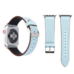 Per Apple Watch Serie 8 e 7 41 mm / SE 2 e 6 e SE e 5 e 4 40 mm / 3 e 2 e 1 38 mm Cinturino per orologio con motivo a fori in vera pelle semplice e alla moda, 38mm