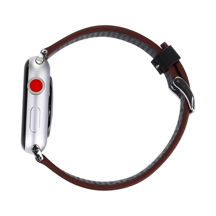 Per Apple Watch Ultra 49mm / Serie 8 e 7 45 mm / SE 2 e 6 e SE e 5 e 4 44 mm / 3 e 2 e 1 42 mm Cinturino per orologio con motivo a fori in vera pelle semplice e alla moda, 42mm