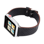 Per Apple Watch Ultra 49mm / Serie 8 e 7 45 mm / SE 2 e 6 e SE e 5 e 4 44 mm / 3 e 2 e 1 42 mm Cinturino per orologio con motivo a fori in vera pelle semplice e alla moda, 42mm