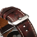 Cinturino in pelle per orologio retrò Denior Oil Wax per Apple Watch serie 7 45 mm / 6 e SE e 5 e 4 44 mm / 3 e 2 e 1 42 mm