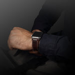 Cinturino in pelle per orologio retrò Denior Oil Wax per Apple Watch serie 7 45 mm / 6 e SE e 5 e 4 44 mm / 3 e 2 e 1 42 mm