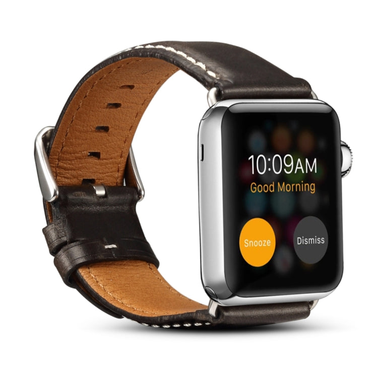Cinturino in pelle per orologio retrò Denior Oil Wax per Apple Watch serie 7 45 mm / 6 e SE e 5 e 4 44 mm / 3 e 2 e 1 42 mm
