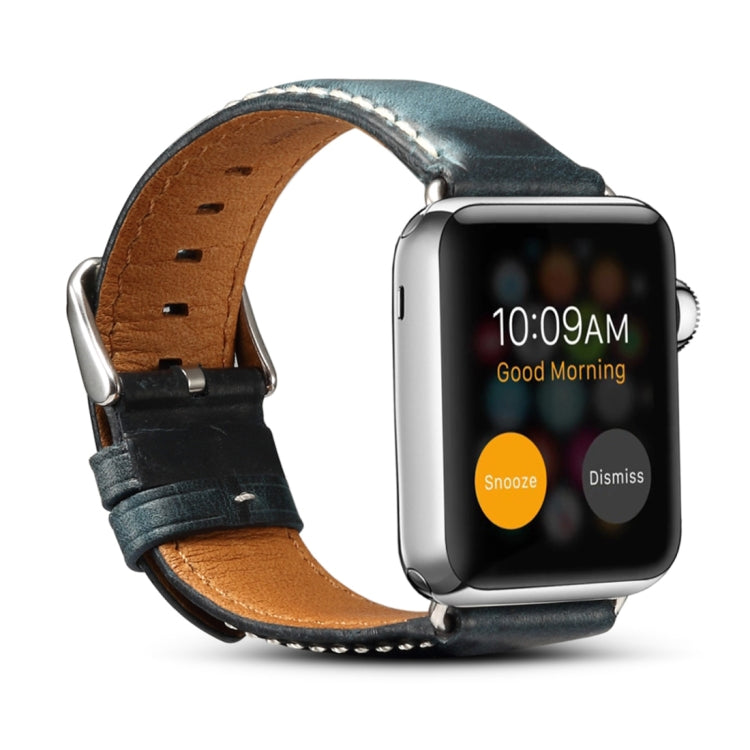 Cinturino in pelle per orologio retrò Denior Oil Wax per Apple Watch serie 7 45 mm / 6 e SE e 5 e 4 44 mm / 3 e 2 e 1 42 mm