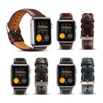 Cinturino in pelle per orologio retrò Denior Oil Wax per Apple Watch serie 7 45 mm / 6 e SE e 5 e 4 44 mm / 3 e 2 e 1 42 mm