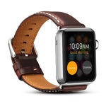 Cinturino in pelle per orologio retrò Denior Oil Wax per Apple Watch serie 8 e 7 41 mm / SE 2 e 6 e SE e 5 e 4 40 mm / 3 e 2 e 1 38 mm