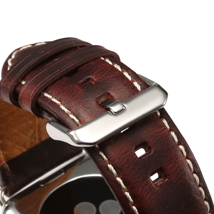 Cinturino in pelle per orologio retrò Denior Oil Wax per Apple Watch serie 8 e 7 41 mm / SE 2 e 6 e SE e 5 e 4 40 mm / 3 e 2 e 1 38 mm
