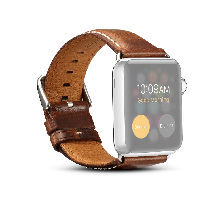 Cinturino in pelle per orologio retrò Denior Oil Wax per Apple Watch serie 8 e 7 41 mm / SE 2 e 6 e SE e 5 e 4 40 mm / 3 e 2 e 1 38 mm