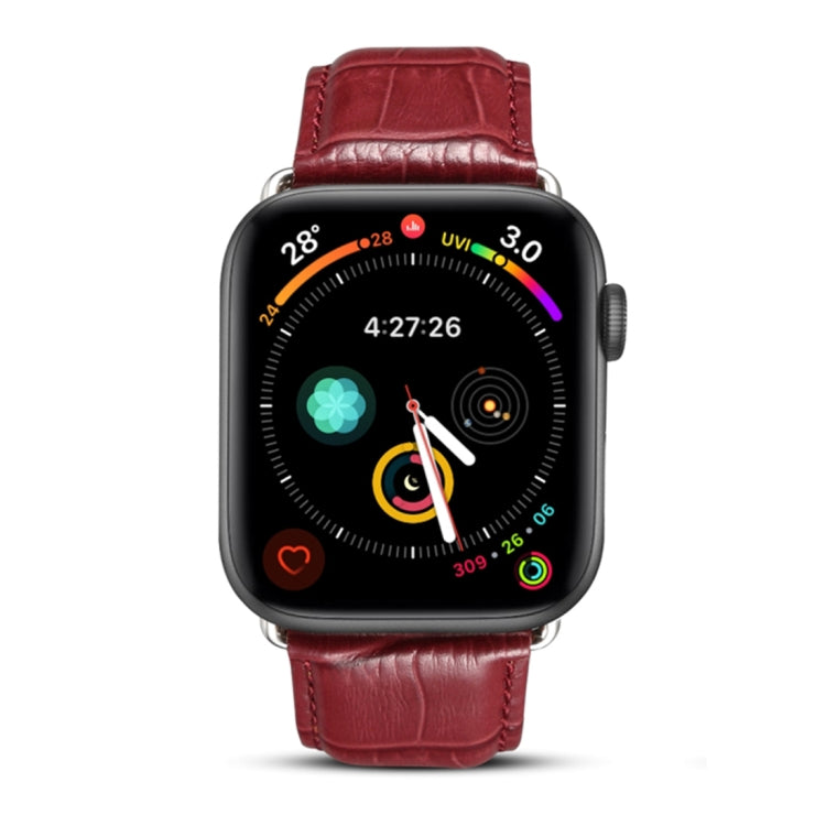 Denior Orologio in pelle di coccodrillo Cinturino in pelle di vacchetta per Apple Watch Serie 7 45 mm / 6 e SE e 5 e 4 44 mm / 3 e 2 e 1 42 mm